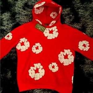 Red denim tear hoodie (US M)